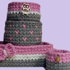 تصویر ست سبد وسایل کودک مدل تریکو کد 001 مجموعه 4 عددی 