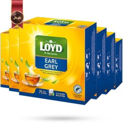 تصویر چای کیسه ای لوید LOYD مدل ارل گری earl grey پک 75 تایی بسته 6 عددی 