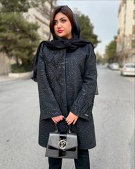 تصویر مانتو ژاکارد مجلسی مشکی - 44 