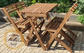 تصویر میز و صندلی تاشو چوبی ست چهار نفره 