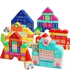 تصویر بریکس شهر سازی چوبی ۶۶ قطعه 