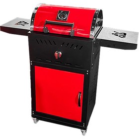 تصویر باربیکیو گازی زغالی با ترمومتر گازاکس PLUS 5040 کابینتی کد 2100140002 Gasax+ Barbeque 50cm with cabin with thermometer