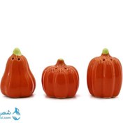 تصویر ست نمکدان و فلفل پاش سرامیکی طرح کدو ۳ تایی 