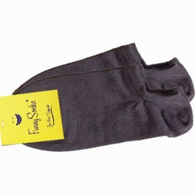 تصویر جوراب قوزکی زنانه نخی funny socks فانی ساکس ساده کد S-435 خاکی 