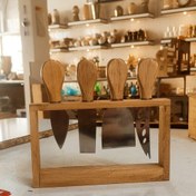 تصویر ست ابزار صبحانه خوری ۴ عددی با دسته بامبو 