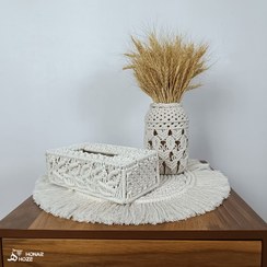 تصویر جای دستمال کاغذی مکرومه بافی 