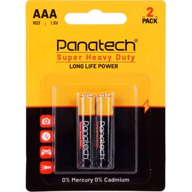 تصویر باتری دوتایی نیم قلمی Panatech Super Heavy duty 1.5V AAA 