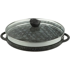 تصویر تابه گریل نالینو مدل Daniele سایز 34 به همراه درب شیشه ای Nalino Daniele Cast iron Pan Size 34