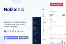 تصویر NobleUI - قالب داشبورد مدیریتی پنل ادمین HTML Bootstrap 5 Admin Template 