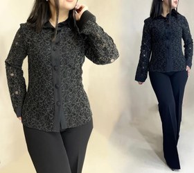 تصویر شومیز دانتل - سبز تیره / ۴۲ 