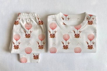 تصویر ست بلوز شلوار بچگانه یونیسکس طرح بالون جنس نخ پنبه - سایز 