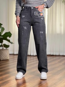 تصویر شلوار جین نیم بگ زغالی زاپ بسته - سایز ۳۲ 