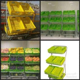 تصویر Wheeled fruit and vegetable stand set with 8 baskets, 2 baskets on each floor 