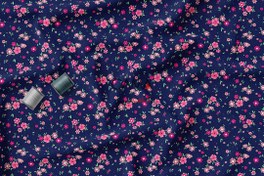 تصویر پارچه طرح گل ریز زمینه سرمه ای | کد A14 