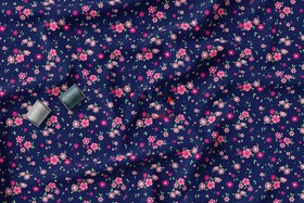 تصویر پارچه طرح گل ریز زمینه سرمه ای | کد A14 