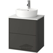 تصویر روشویی با کشو/روشویی/شیر آب ایکیا مدل IKEA HAVBÄCK / TÖRNVIKEN رنگ خاکستری تیره 