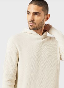 تصویر سویشرت بافتنی کلاهدار برند mango man Knitted Hooded Sweater