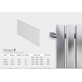 تصویر رادیاتور استیل افقی دیما رادیاتور، 15 پره مدل F7415 