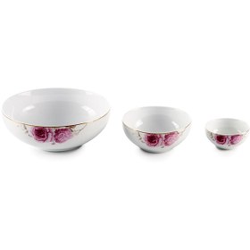 تصویر سرویس چینی زرین 6 نفره پیاله رزفلاور (13 پارچه) Zarin Iran ItaliaF RoseFlower 13 Pieces Porcelain Bowl Set