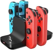 تصویر Dock Charger Controller Controller Controller برای Nintendo Switch Pro Controller و Joy Con ، ایستگاه اسکله شارژ سریع 6 در 1 برای مدل سوئیچ و OLED و LITE با نشانگر شارژ و کابل شارژ نوع C RREAKA Controller Charger Dock for Nintendo Switch Pro Controller and Joy con, 6-in-1 Fast Charging Dock Station for Switch &amp; OLED Model &amp; Lite with Charging Indicator and Type C Charging Cable