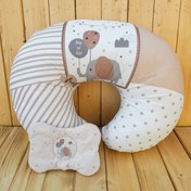 تصویر بالشت شیردهی U شکل 2 تکه مخمل میکرو چاپ درشت فیل کرم 