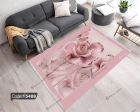 تصویر فرشینه چاپی طرح گل سه بعدی کد 5488 