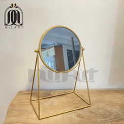 تصویر آینه گرد رومیزی طرح گلی 