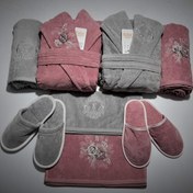 تصویر ست حوله اقتصادی عروس و داماد 10 تکه سنگی/پیازی 