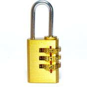 تصویر قفل آویز رمزدار برنجی مدل 3 رمز قابل تنظیم – مناسب چمدان و کمد 