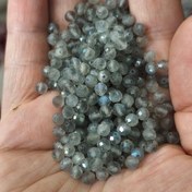 تصویر مهره سنگ‌لابرادوریت 4 میل تراش جواهری اصل معدنی سوراخ دار 