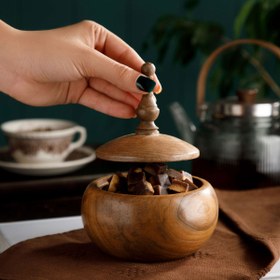 تصویر قندان خمره ای چوب گردو 