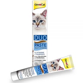 تصویر خمیر مالت و مولتی ویتامین گربه جیم کت طعم ماهی تن 50 گرم GIMCAT duo paste multivitamin with tuna 50gr