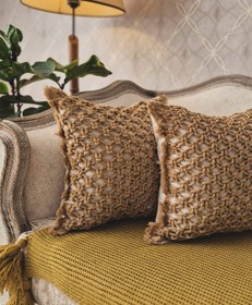 تصویر کوسن مکرومه لینن 