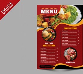 تصویر منو A4 رستوران و فست فود – Food menu flyer template 