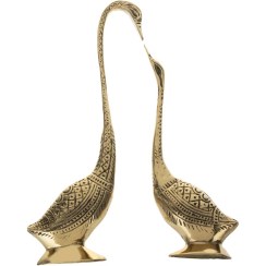 تصویر مجسمه قو برنزی ۲ عددی سایز ۳ 