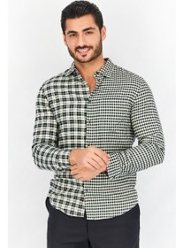 تصویر پیراهن مردانه کژوال آستین بلند با طرح چهارخانه، مشکی/کرمی برند jack & jones Men Regular Fit Checkered Long Sleeves Casual Shirt, Black/Beige