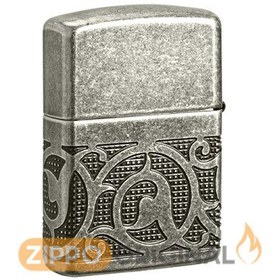 تصویر فندک زیپو اصل 49290 | Zippo Antique Armor Pattern Design Zippo Lighter 29670 Armor Tree of Life