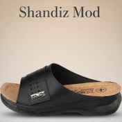 تصویر دمپایی زنانه طرح بغل کد 03 رنگ مشکی چرم مصنوعی 