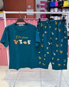 تصویر ست تیشرت شلوارک جوجه تیغی - مشکی 