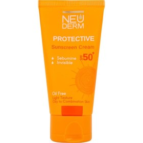 تصویر کرم ضد آفتاب بدون رنگ نئودرم SPF 50 مدل PROTECTIVE ‌مناسب پوست‌های چرب و مختلط حجم 50 میلی‌لیتر Neuderm highly protective sunscreen cream