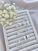 تصویر پک انگشتر آبکاری نقره شش ‌تایی فری‌سایز 