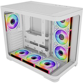 تصویر کیس کامپیوتر اوست GT AQ18 MW RGB Mid Tower سفید Awest GT AQ18 MW RGB Mid Tower White Computer Case