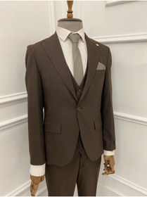 تصویر کت و شلوار اورجینال برند Bt baba terzi مدل Slimfit desenli yelekli takım elbise کد 858308030 