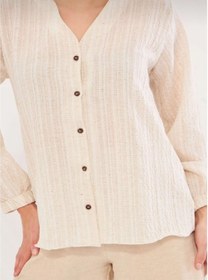 تصویر پیراهن نخی سفید کد : 067 