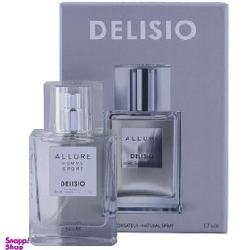 تصویر ادوپرفیوم مردانه دلیسیو (Delisio) مدل Allure Homme Sport حجم 50 میلی‌ لیتر 