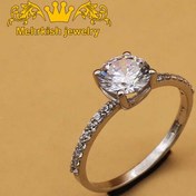 تصویر انگشتر اونیکس زنانه طلا سفید 18 عیار ساده کد B-652 