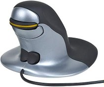 تصویر ماوس ارگونومیک سیمی دودکست Posturite Penguin، کاهش RSI، سر خوردن آسان، طراحی عمودی، کامپیوتر PC و Apple Mac سازگار (مشکی و نقره ای، اندازه: متوسط) 