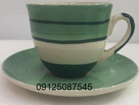 تصویر فنجان نعلبکی چایخوری دوریکا طرح سبز پسته ای cup and saucer dorika