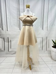 تصویر لباس مجلسی دخترانه مدل نسترن سایز ۳۶ تا ۴۴ رنگ قرمز و پاستیلی 