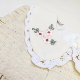 تصویر پیراهن مجلسی دخترانه یقه ب ب رنگ کرم 